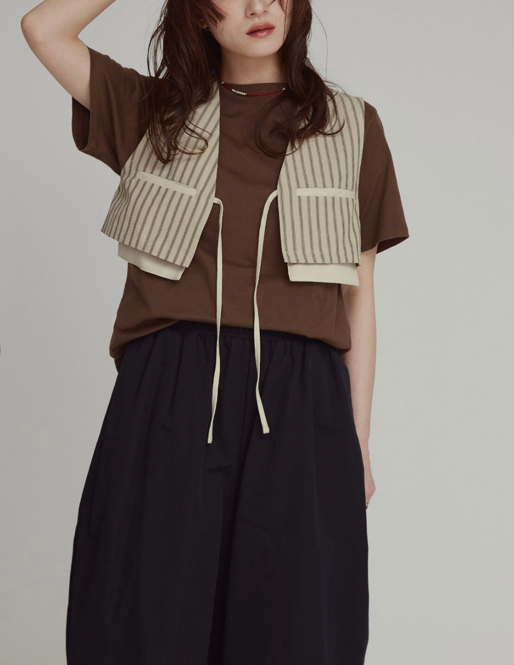 Bicolor Striped Cropped Vest