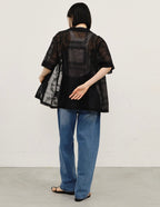 Embroidered Sheer Short Sleeve Shirt
