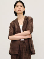Embroidered Sheer Short Sleeve Shirt