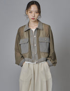 Sheer Mix Denim Short Jacket