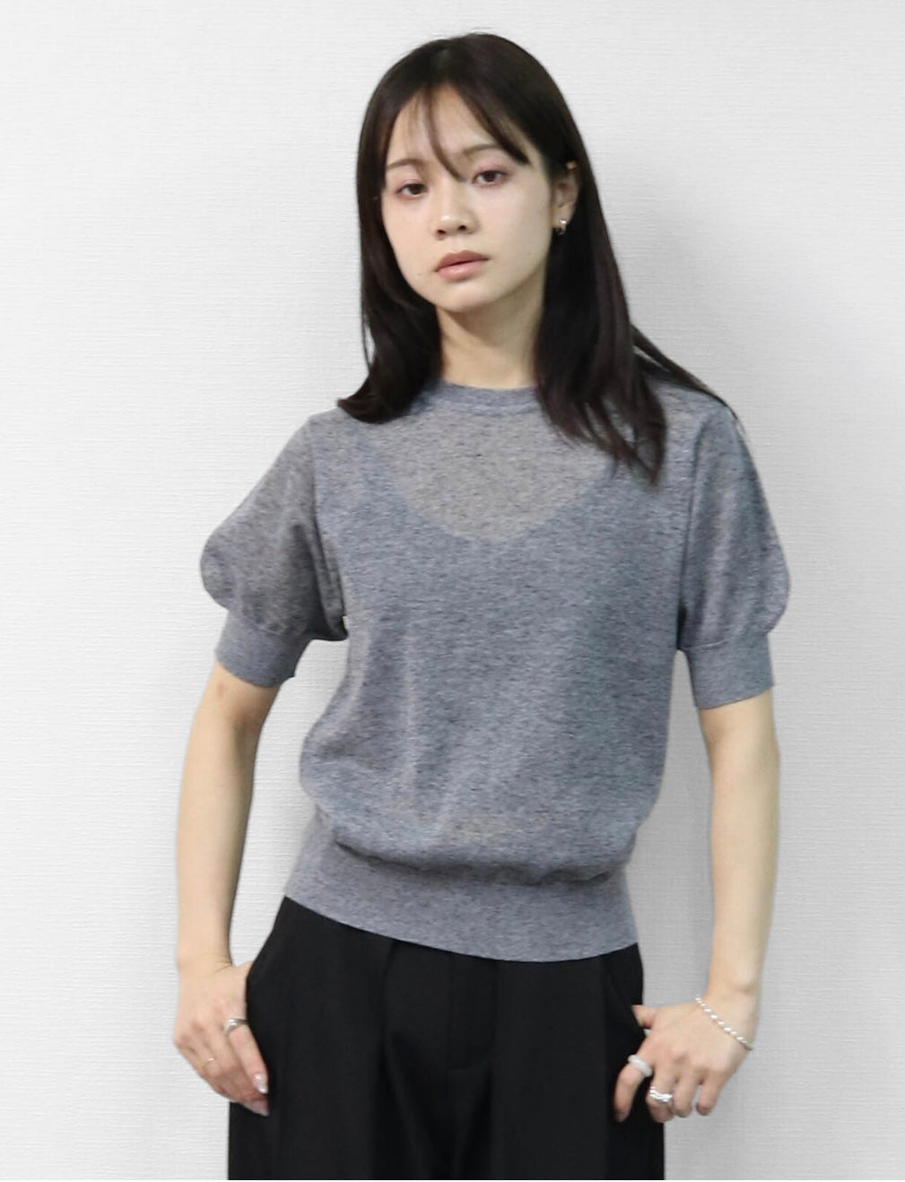Puff Sleeve Linen-blend Knit