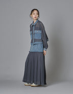 Sheer Mix Denim Short Jacket