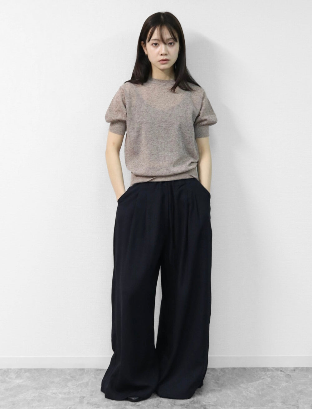 Puff Sleeve Linen-blend Knit