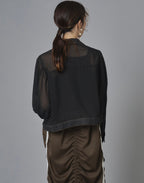 Sheer Mix Denim Short Jacket