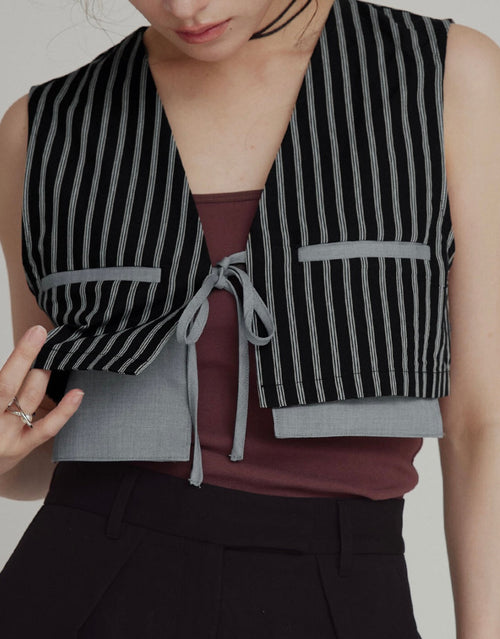 Bicolor Striped Cropped Vest M.Mood Minimal