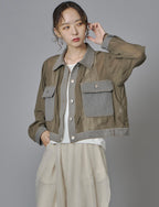 Sheer Mix Denim Short Jacket