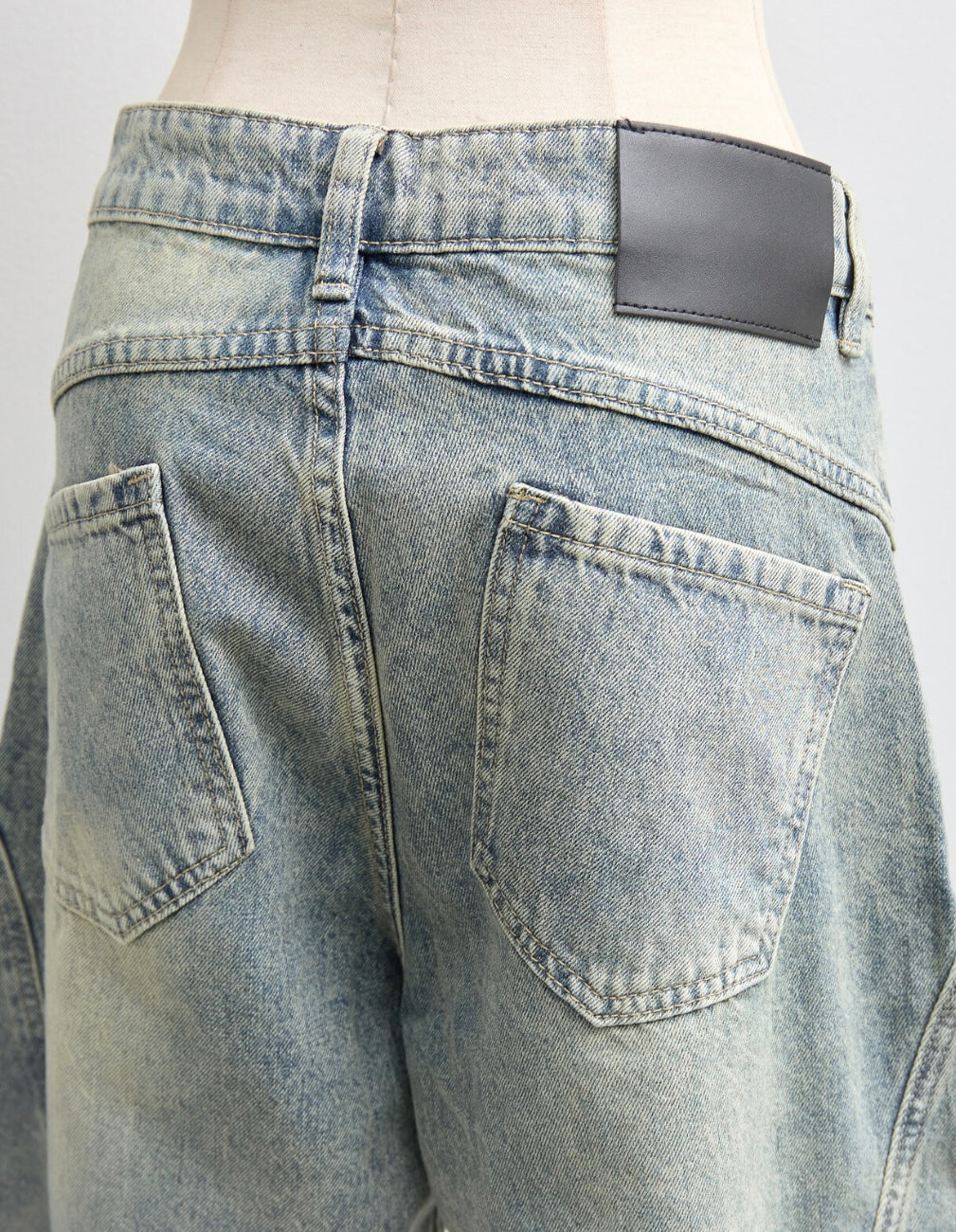 Barrel-Cut Washed Denim Shorts