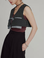 Bicolor Striped Cropped Vest