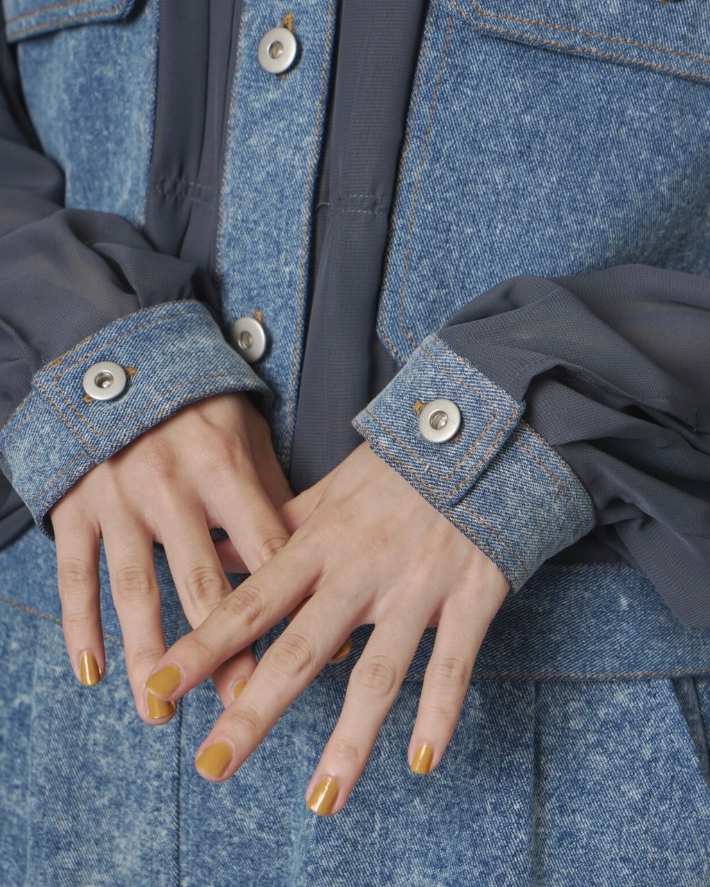 Sheer Mix Denim Short Jacket