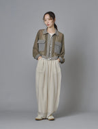 Sheer Mix Denim Short Jacket