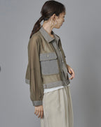 Sheer Mix Denim Short Jacket