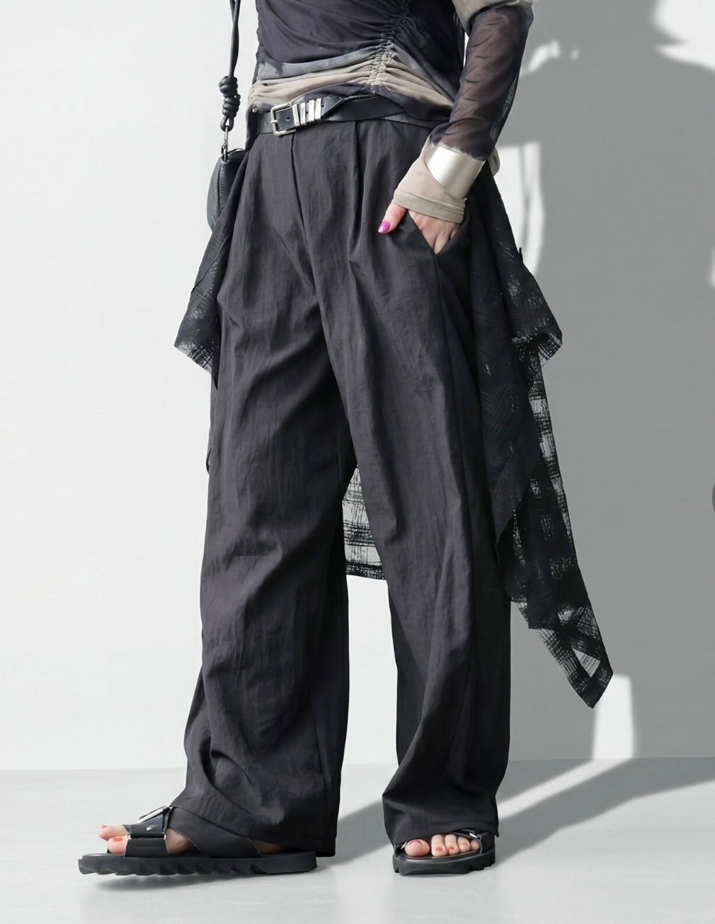 Layered Lace Wide-Leg Pants