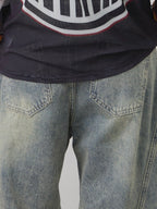 Barrel-Cut Washed Denim Shorts