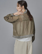 Sheer Mix Denim Short Jacket