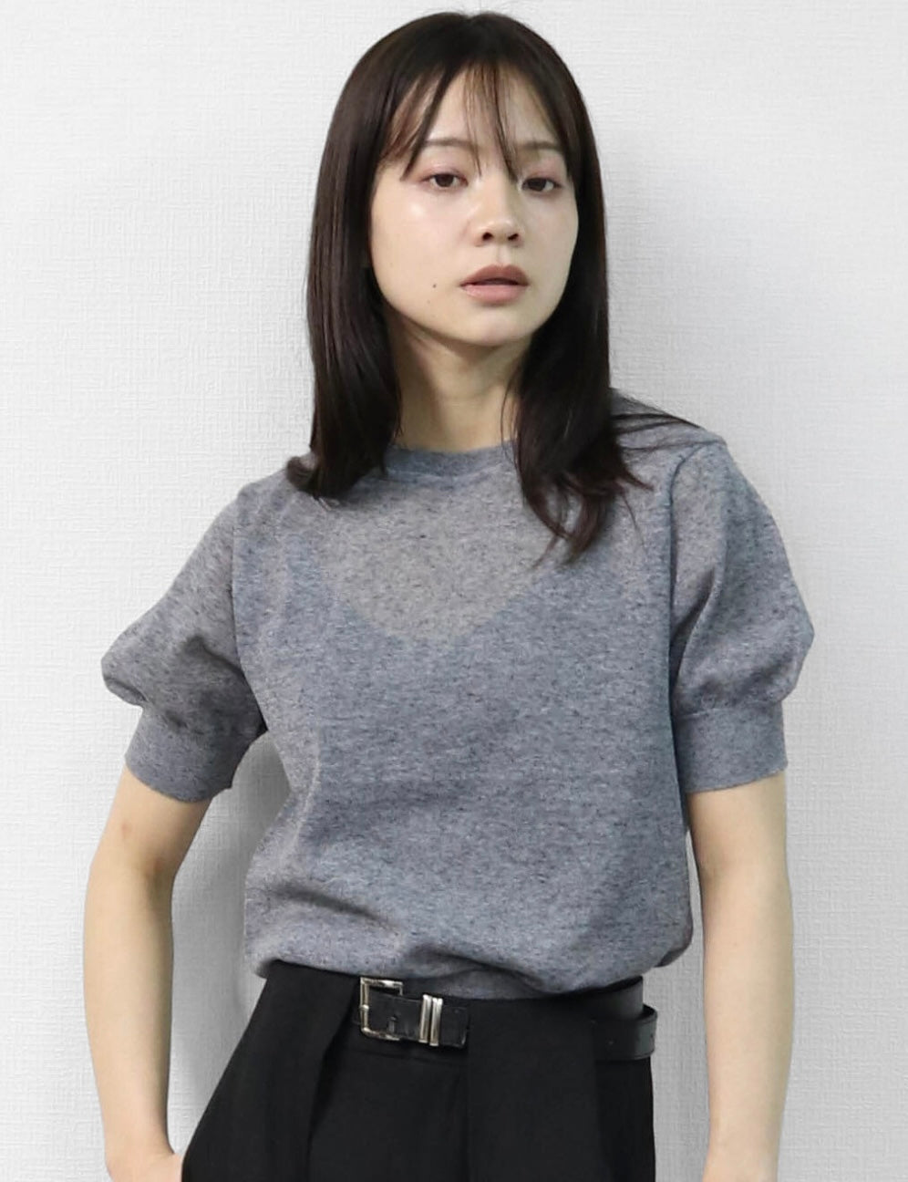 Puff Sleeve Linen-blend Knit