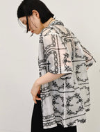 Embroidered Sheer Short Sleeve Shirt