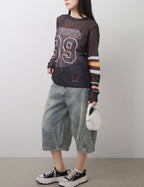 Barrel-Cut Washed Denim Shorts