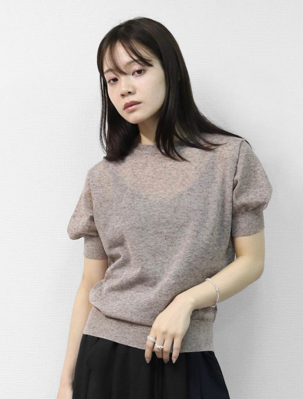 Puff Sleeve Linen-blend Knit