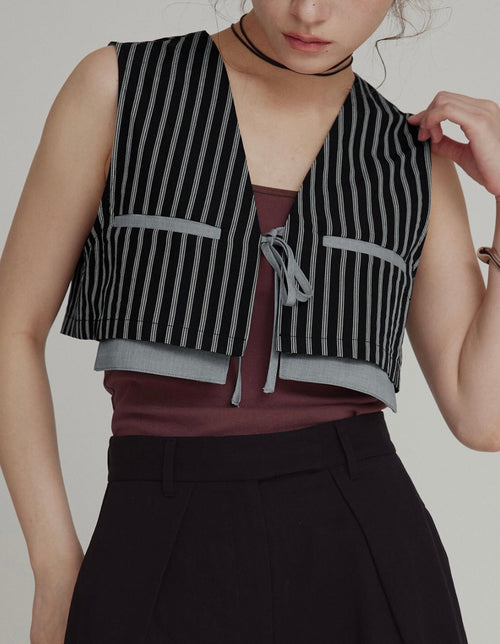 Bicolor Striped Cropped Vest M.Mood Minimal