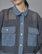 Sheer Mix Denim Short Jacket