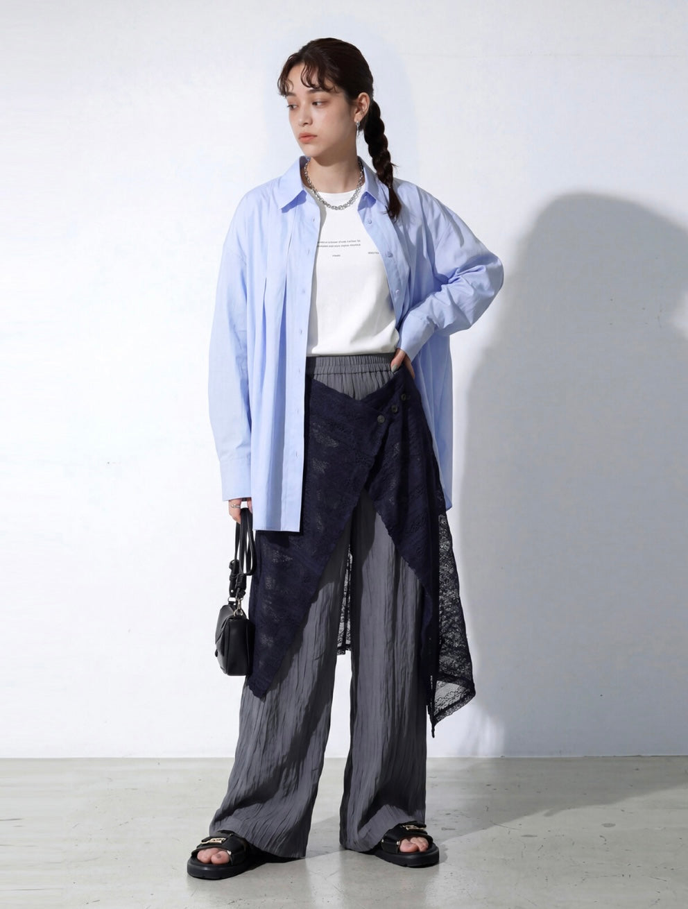 Layered Lace Wide-Leg Pants