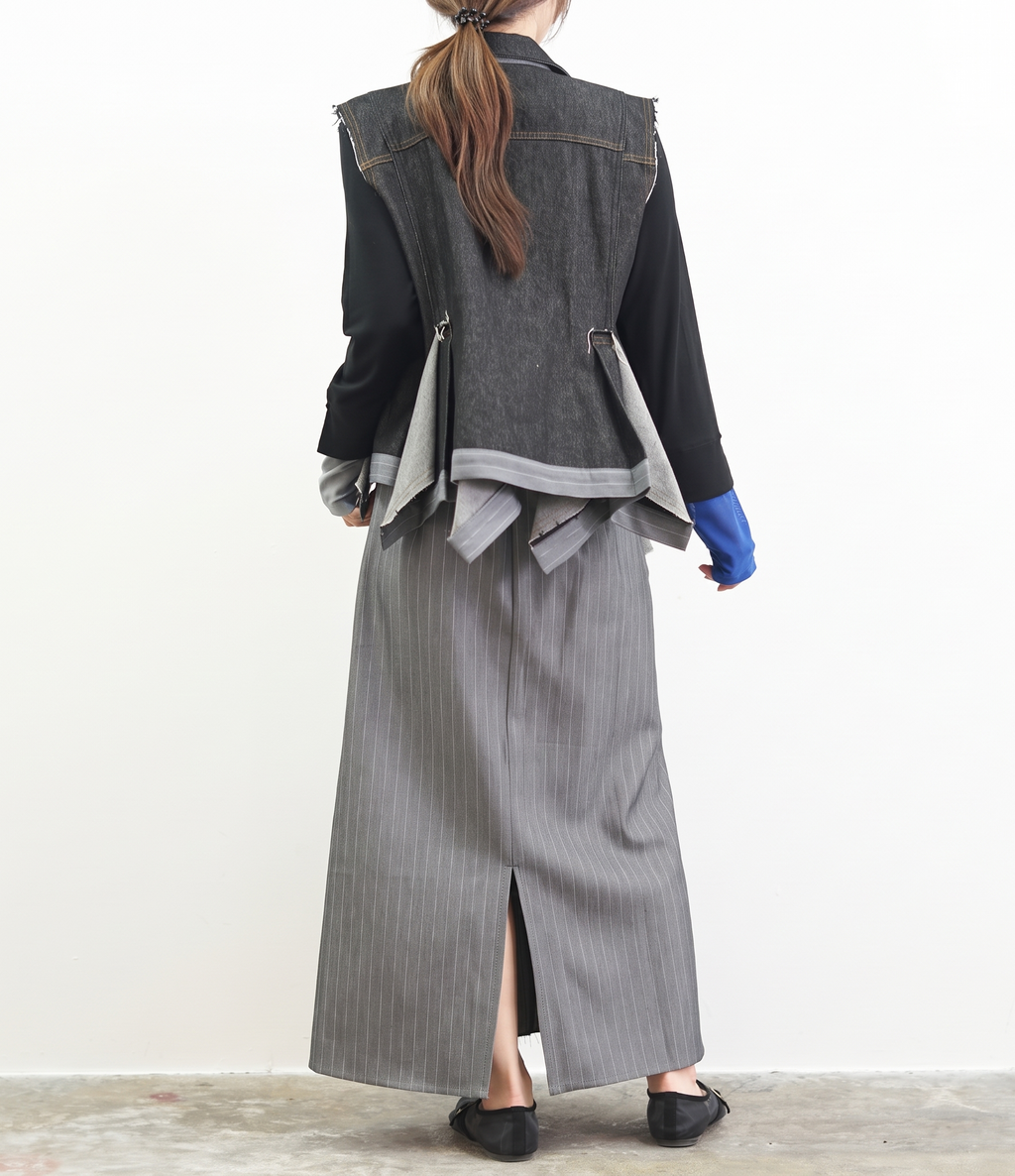 Layered Stripe Denim Vest