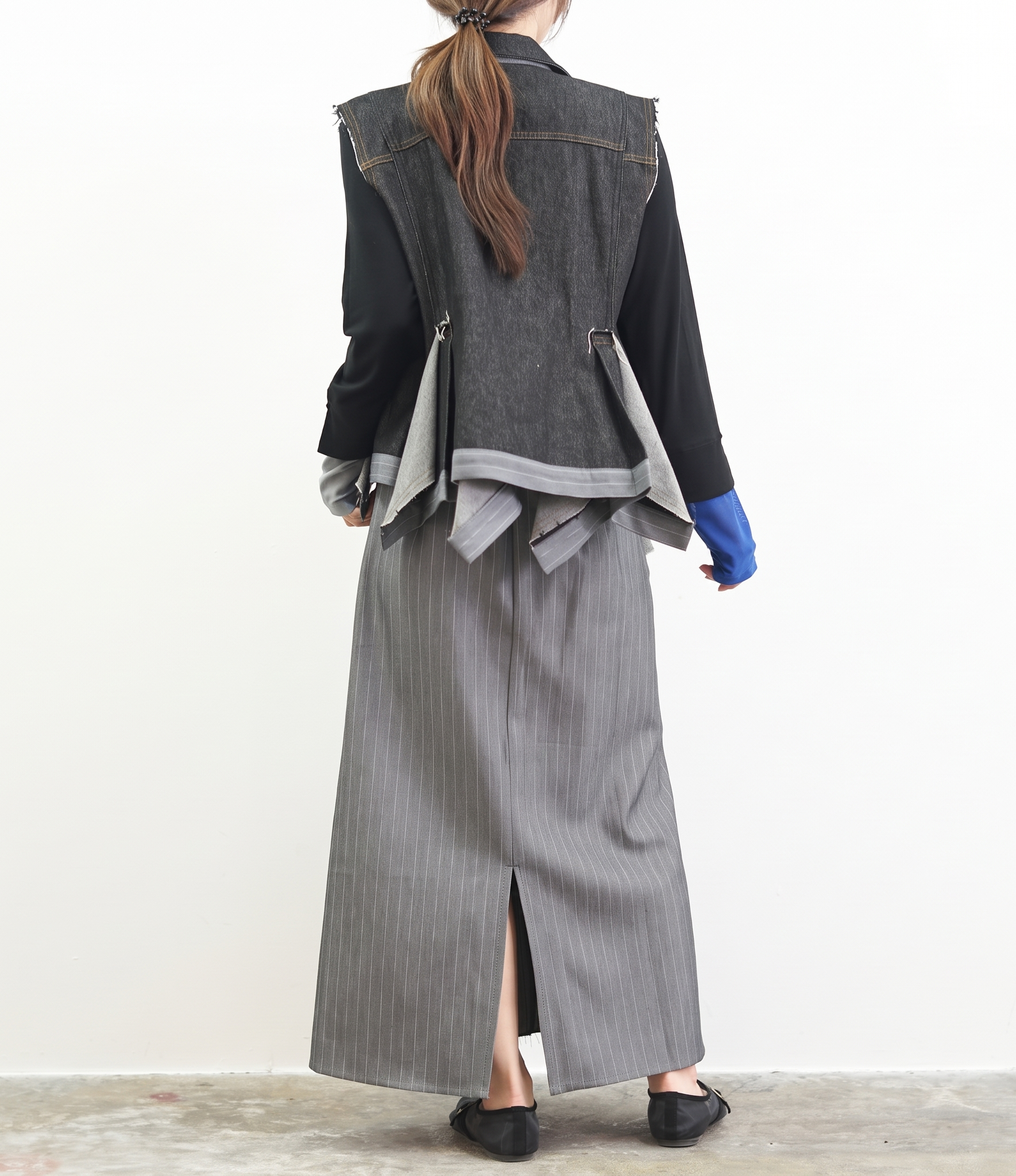Layered Stripe Denim Vest