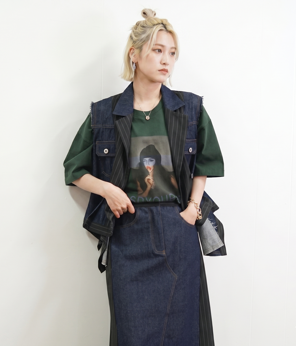 Layered Stripe Denim Vest